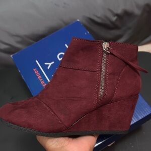 Burgundy Wedge Ankle Boots